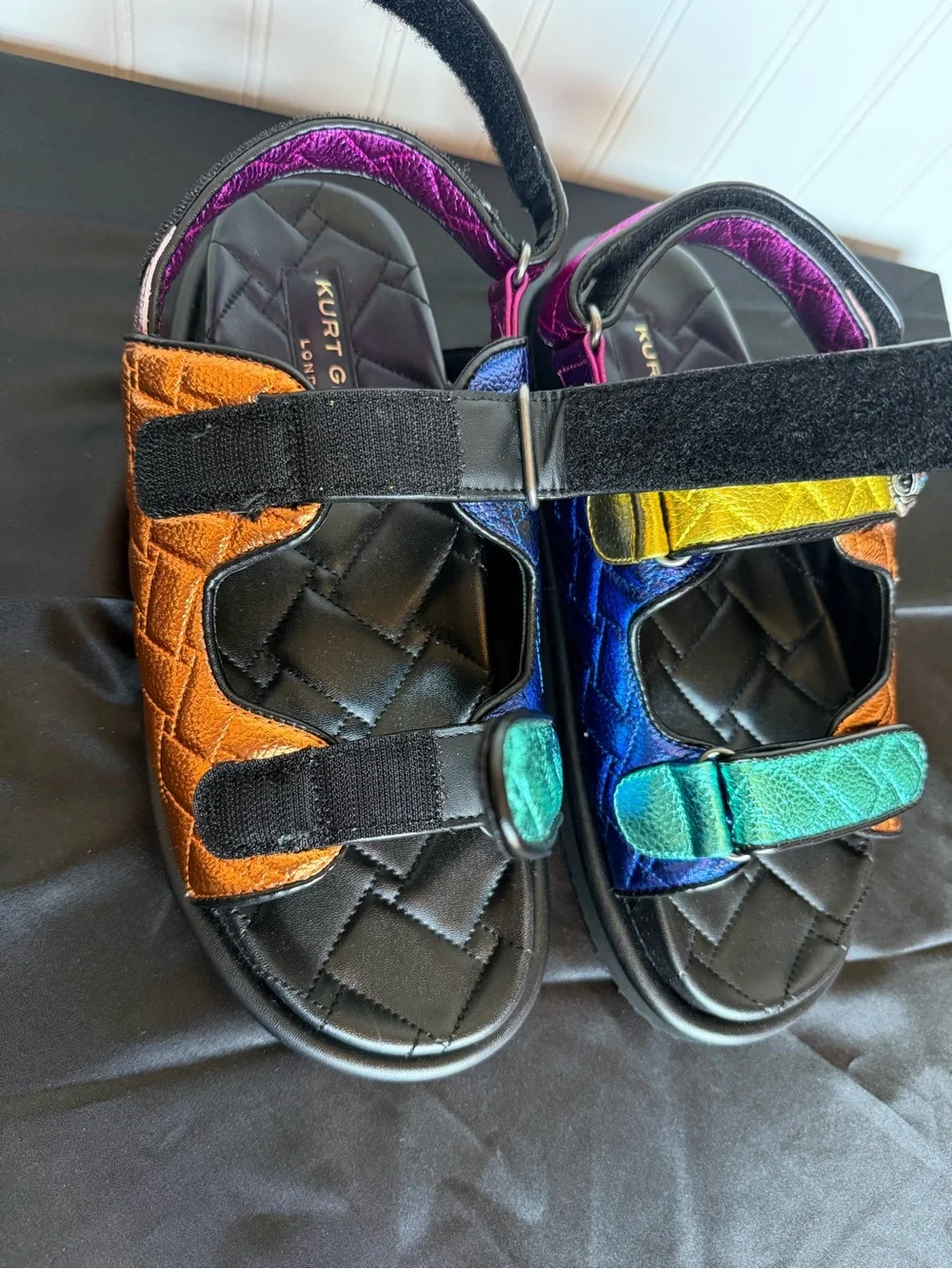 Kurt Geiger Orson Metallic Rainbow Leather Sandals Size 10 EU 41 NIB women’s